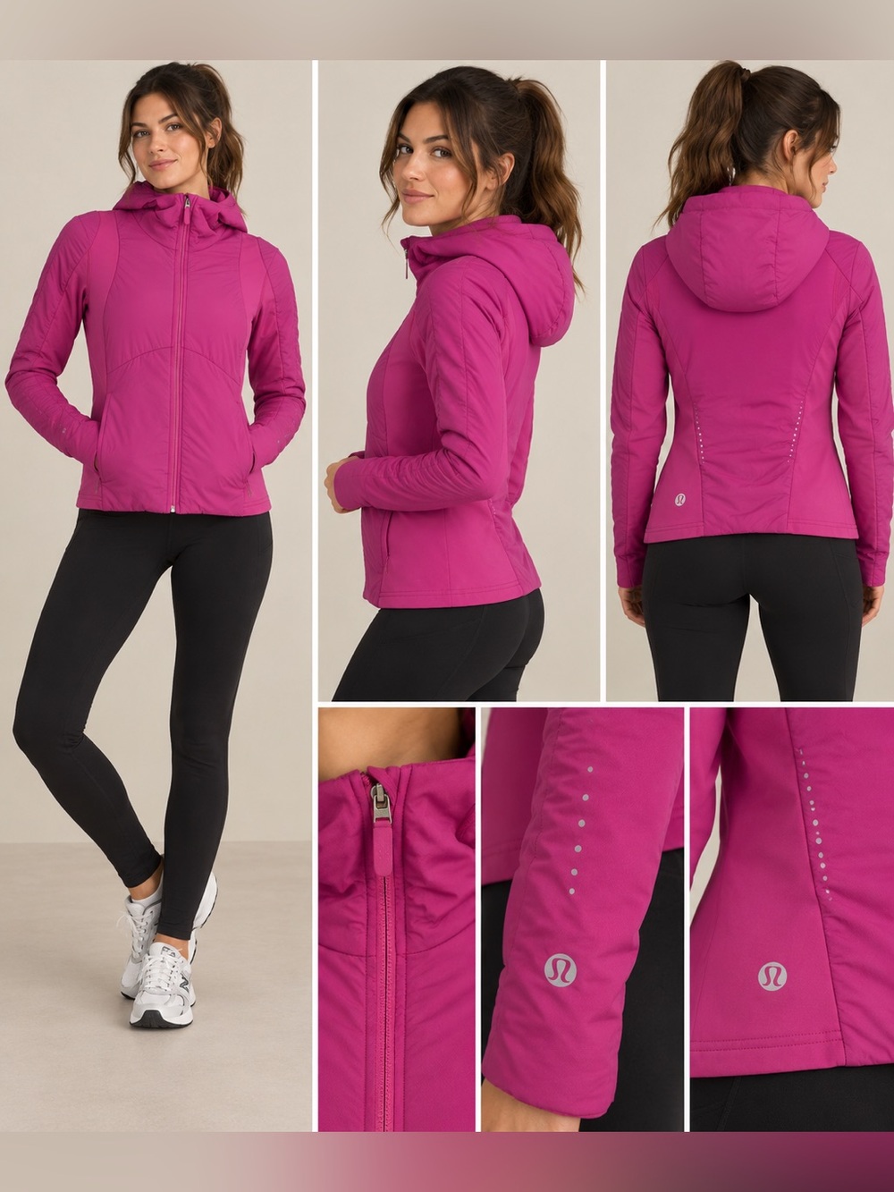 lululemon Pink Hooded Insulated Running Jacket Size 2